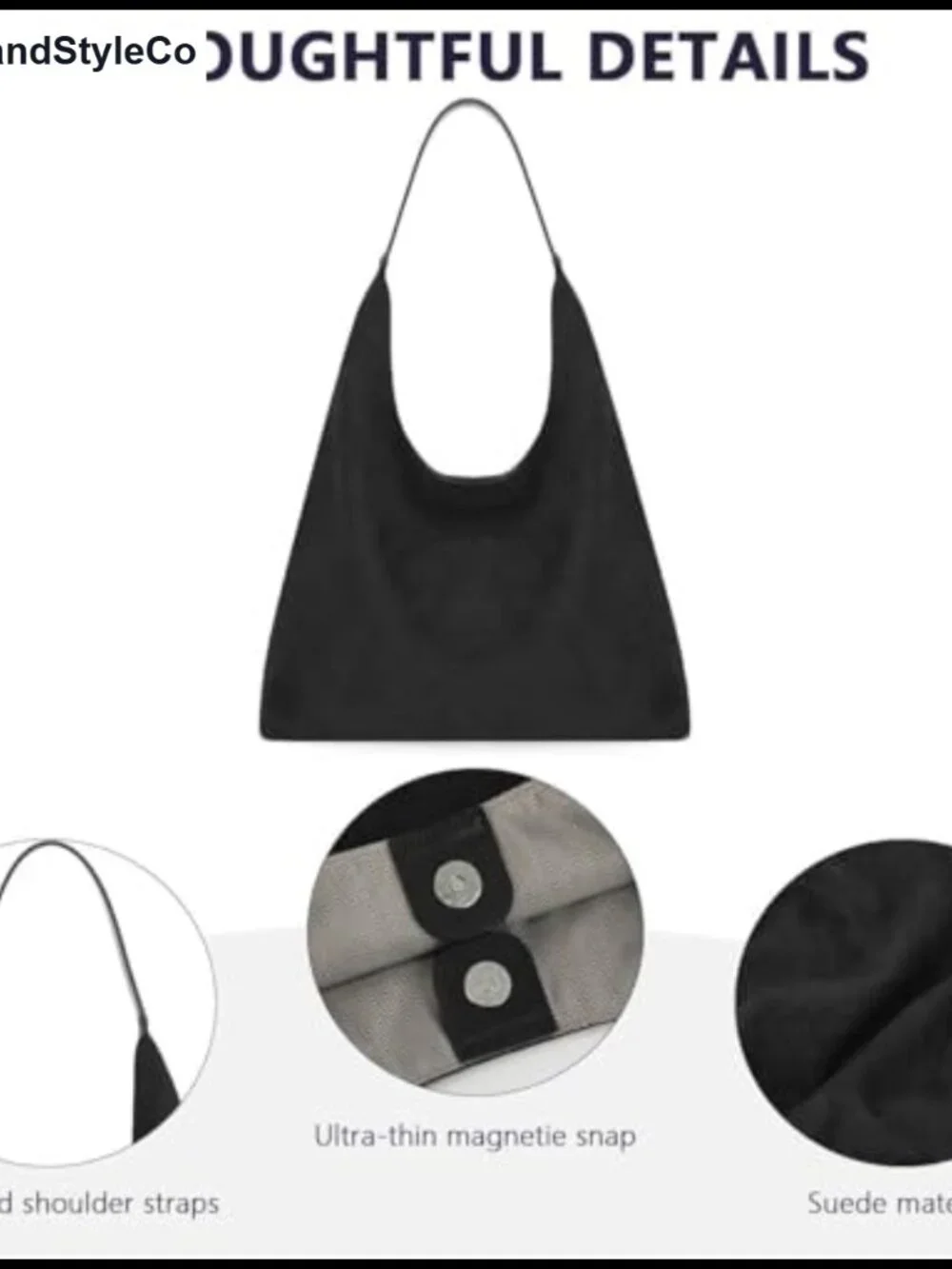 Slouchy Hobo Tote Bag Faux Suede Women Large Capacity Work Handbag